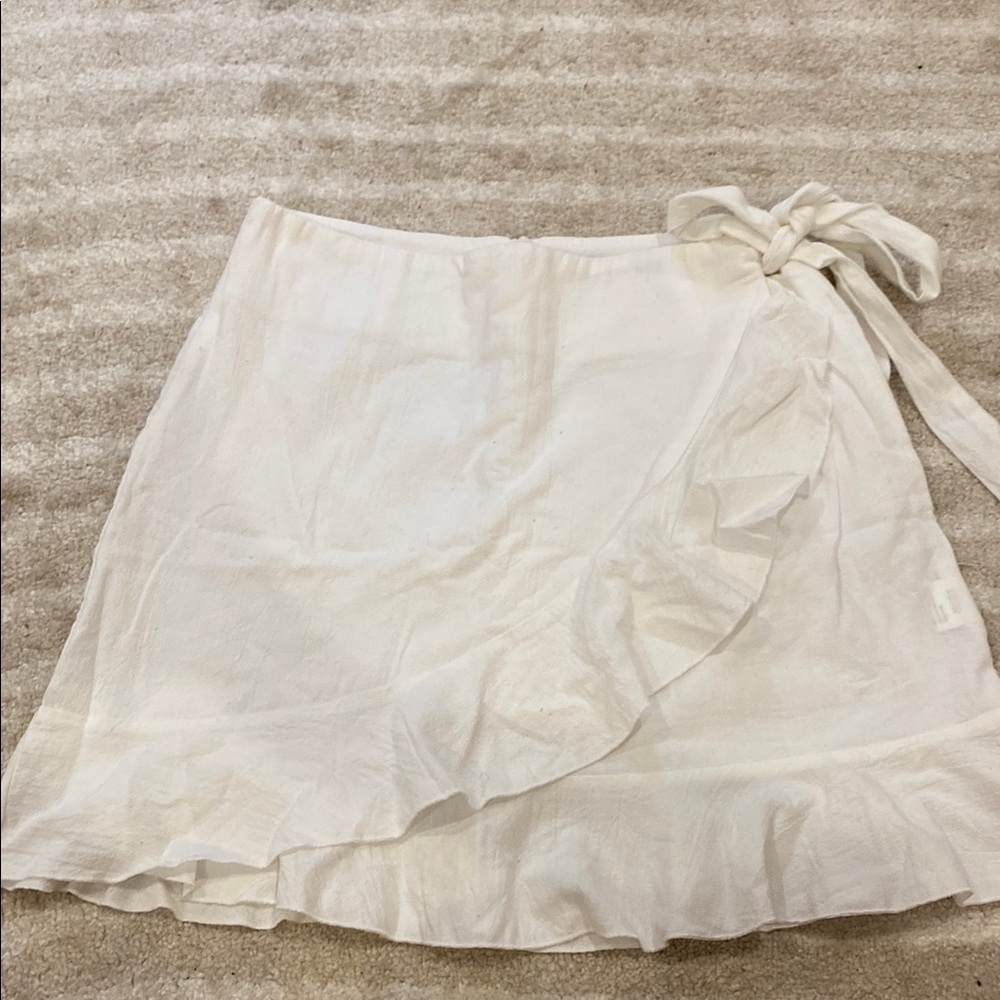 White Linen Wrap Skirt